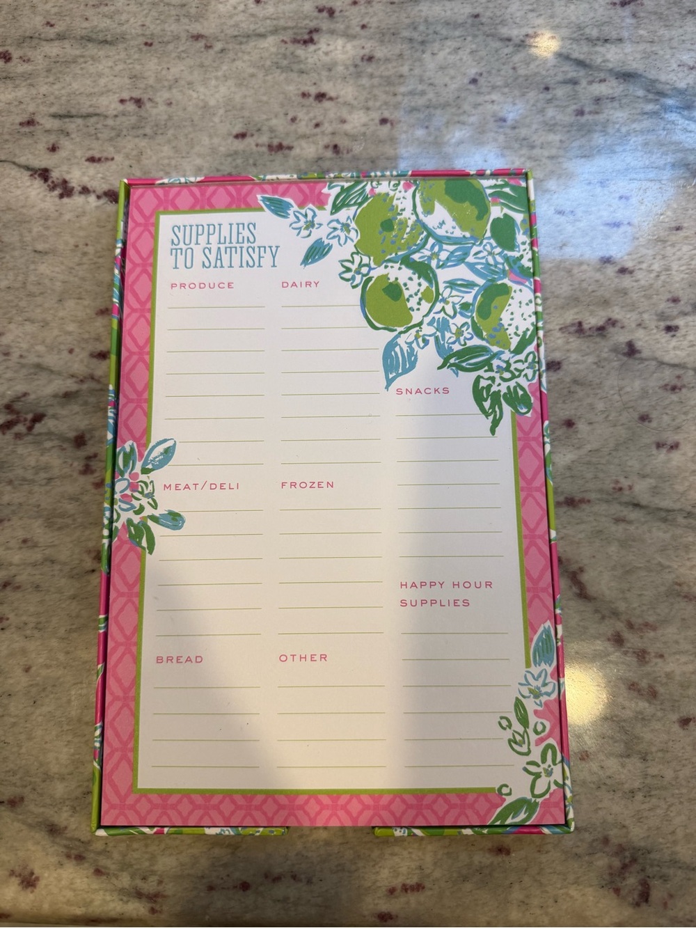 Lilly Pulitzer Pink & Green Floral Grocery List Notepad